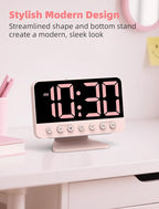 Digital Alarm Clocks for Bedrooms: Large Bold Number 5 Brightness Dimmer - Easy to Read Across The Room - 5 Alarm Sound 8 Night Light - Sakura Pink