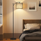 SUNMORY Arc Floor Lamp, Modern Floor Lamp with 12W 3 Color Temperatures Bulb, Metal Standing Lamps with Black Adjustable Hanging Lampshade, Tall Floor Lamps for Living Room, Bedroom, Office