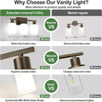 3-Light Bathroom Light Fixtures, Vanity Light with Milky White Shades, Oil-Rubbed Bronze Bathroom Light Fixtures Over Mirror, Modern Bathroom Wall Lamp for Mirror Living Room Cabinet Bedroom