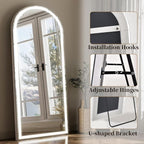 GLSLAND Arched LED Full Length Mirror - 65"x26" Full Body Standing Mirrors with Light for Bedroom/Cloakroom -Dimmable & 3 Color Lighting/Wall Mounted