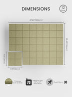 Bumusty Large Felt Bulletin Board, 48" x 36" Cork Board Alternative, 12-Pack Wall Tiles with 4-Compartment Design, 30 Push Pins, 70 Adhesive Tabs, Ideal for Office & Home Decor, Olive Green