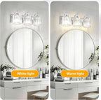 3-Light Modern Bathroom Light Fixture Chrome Bathroom Vanity Lights Over Mirror Wall Sconce Lighting with K9 Crystal Shades E26 Base for Bedroom, Living Room, Hallway, Cabinet Wall Lamp
