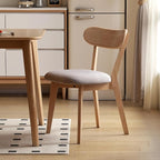 100% Solid Oak Dining Chairs, Mid Century Modern Dining Chair with Curved Backrest, Fabric Upholstered Dining Chairs for Kitchen, Study, Living Room (1, Original Wood-Gray Cushion)