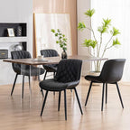 YOUNUOKE Black Dining Chairs Set of 2 Modern Upholstered Kitchen Chair Comfortable PU Leather Dinner Chairs for Kitchen Dinning Room