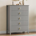 GarveeHome Fluted Dresser for Bedroom, 42.9" Tall 5-Drawer Wood Dresser, Modern Chest of Drawers, Storage Organizer Cabinet for Living Room, Hallway, Entryway, Grey
