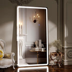 76"x34" LED Full Length Mirror – Standing Floor Mirror with Dimmable Lights 3 Color Modes – Adjustable Brightness, Wall-Mount or Lean for Barber, Fitness Center, Dressing Room, Vanity