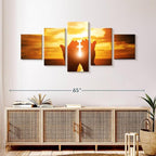 Elephant Stock Religion Wall Art Multi Piece Canvas - 5 Panel Christian Pictures Decor - Digital Design Canvas Print - Christian Wall Decor - 55" X 24"