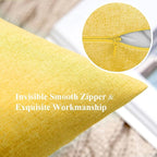 MIULEE Pack of 2 Decorative Outdoor Solid Waterproof Throw Pillow Covers Faux Linen Garden Farmhouse Cushion Cases for Summer Patio Tent Balcony Couch Sofa 20x20 Inch Yellow