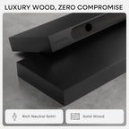 Homeforia Black Floating Shelves 30 inches Long, High End Solid Real Wood 30 inch Floating Shelf for Wall Mounted, Black Wooden 30in Floating Shelves, Heavy Duty Bracket, 30 X 6.5 X 1.75 in, Set of 4