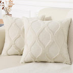 decorUhome Spring Euro Sham Throw Pillow Covers 22x22 Inch Set of 2, Soft Plush Faux Fur Wool Beige Couch Pillow Covers, Decorative Neutral Pillow Cases for Bed Sofa Living Room Home Decor