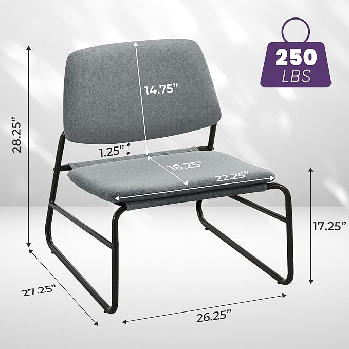DAICO Modern Accent Chair Armless Sling Accent Chairs Comfy Upholstered Side Sitting Chairs with Metal Frame for Living Room Bedroom Balcony Garden, Linen, Grey