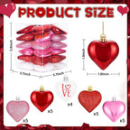 XmasExp Valentines Day Decor Heart Ornaments for Christmas Tree Decorations Set of 24 Pink Heart Shaped Bauble Perfect for Valentine's Day Wedding Anniversaries and Party Supplies