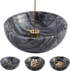 Koville Natural Marble Incense Holder, 5inch Incense Holders for Sticks, Sturdy Incense Burner Ash Catcher, Ideal for Meditation, Relaxing, Easy to Clean(Wooden Black)