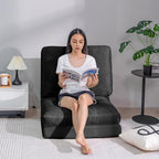 Bean Bag Chairs for Adults,Folding Sofa Bed,Floor Couch Bed, Foam Filling Fold Floor Mattress with Washable Soft Faux Fur Cover, Leisure Floor Couch for Bedroom Living Room(Black,Single)