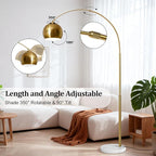 77” Arc Floor Lamp for Living Room, Upgraded Gold Standing Lamp with Remote, 3 Color Temperatures & Brightness Adjustable, Modern Arched Floor lamp for Bedroom,Office, Antique Brass, LED Bulb Included