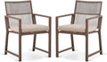 Aluminum Outdoor Patio Dining Chairs - Imitation Rope Vine Chair Ergonomic Backrest Design Detachable Seat Cushion Soft and Breathable Garden Porch, Light Brown Set of 2