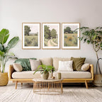 CHDITB Countryside Landscape Framed Canvas Wall Art Set, Nature Inspired Wall Decor, Pathway Art Spiritual Wall Painting, Vintage Art Prints for Living Room, Bedroom, Office - Large Size 16"x24"x3