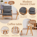 KEIKI Mid-Century Modern Upholstered Accent Chair with End Table, Lounge Chair Combo