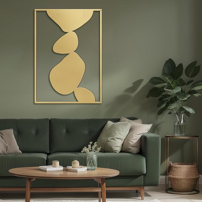 SIGNLEADER Metal Wall Art Decor Abstract Shapes Illustrations Minimalist Modern Abstract Wall Sculpture Hangings Home Decoration for Living Room, Bedroom, Bathroom, Kitchen, Outdoor - 24" Gold