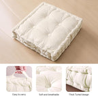 Square Floor Pillows, Large Floor Cushion for Adults Kids, Meditation Floor Pillow Seating Cushion with Shredded Memory Foam and Silk Wadding, 20"x20"x5" Ivory 2 Count