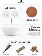 Radicaln Marble Incense Holder for Stick 5.5" Inches Handmade White Marbles Ashtray for Home Décor, Ideal Incense Stick Holder, Palo Santo Holder & Incense Holder Marble for Living Room