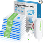 Mapambo 9 Pack Vacuum Storage Bags with USB Pump, Vacuum Seal Bags for Clothing Travel, Space Saver Vacuum Seal Bags for Clothing, Cruise Essentials, Compression Bags for Clothes (9 Combo Size)