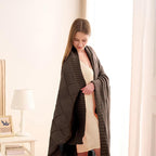 CozeCube Check Knit Throw Blanket, Dark Brown Checkered Throw for Couch, Decorative Christmas Soft Cozy Warm Knitted Blanket for Bed Sofa Living Room, 50"X60"
