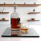 GIMORRTO Glass Mirrored Coaster 2 PC, Crushed Diamond Square Cup Mat 10" Decor on Tabletop for Bar Tools Dining Table