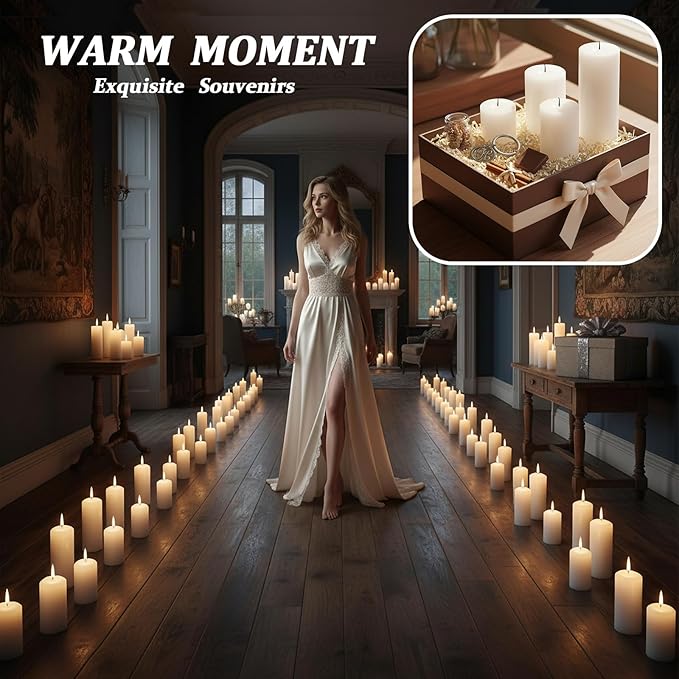 White Pillar Candles Bulk Set of 18，Hurricane Candles，3 Different Lengths 2 x 3/6/8 Inch (6 Each)，Dripless Unscented Smokeless，Gives You a Better Atmosphere When Organizing an Event Party.