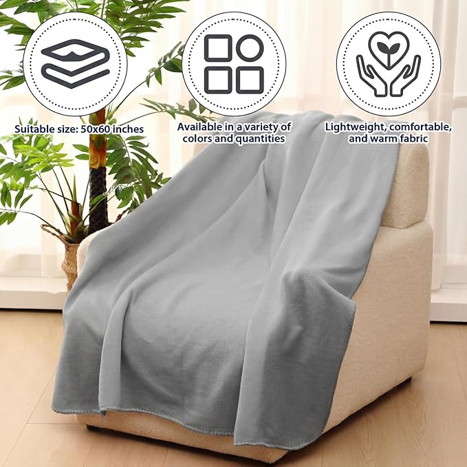 Newwiee 48 Pcs Fleece Throw Blankets Bulk 50'' x 60'' Oeko-tex Standard 100 Certified Spring Outdoor Wedding Guest Blankets Lightweight for Sleepover Donation Lap Pet Sofa Home (Green Shades)