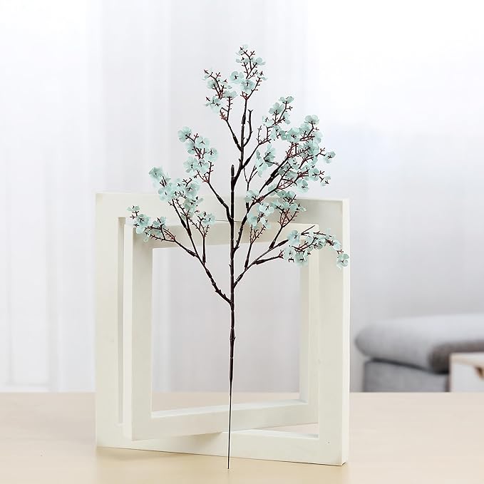 JAKY-Global Babys Breath Fabric Cloth Artificial Flowers 12 Bundle European Fake Silk Plants Decor Wedding Party Decoration Bouquets Real Touch DIY Home Garden (Grey Blue-12pcs)