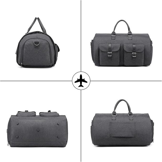 seyfocnia Convertible Travel Garment Bag,Carry on Garment Duffel Bag for Men Women - 2 in 1 Hanging Suitcase Suit Business Travel Bag