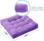 Degrees of Comfort Square Tufted Corduroy Floor Cushions, Large Pillows Seating for Adults, Meditation Pillow for Balcony Tatami Living Room, 22x22 Inch, Purple