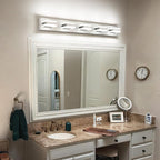 SOLFART Bathroom Brushed Nickel Bathroom Light Fixture, Vanity Lights Over Mirror, 5 Light Led Lights for Bathrooms,5 Color Temperature Adjustable Vanity Lights for Bath Nickel