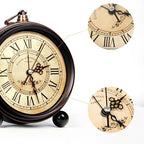 Vintage Analog Alarm Clock, 4.3" Silent Non-Ticking Quartz Desk Clock with Roman Numerals, Battery Operated Table Clock for Bedroom, Living Room, Office, or Gift (White)