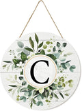 Smile B0G124Y3GWMonogram Letter C Wreaths Wooden Welcome Sign, Family Last Name Initial Front Door Wall Decoration, Floral Spring Summer Porch Rustic Home Kitchen Decor