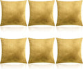 Pack of 6 Decorative Velvet Throw Pillow Covers Solid Square Soft Pillowcase Set Cushion Cases for Sofa Couch Bed Car Christmas Fall Home Decor 18 x 18 inch(Turmeric Color)