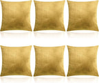 Pack of 6 Decorative Velvet Throw Pillow Covers Solid Square Soft Pillowcase Set Cushion Cases for Sofa Couch Bed Car Christmas Fall Home Decor 18 x 18 inch(Turmeric Color)