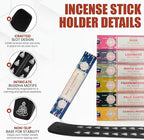Incense Sticks Variety Pack with Wooden Holder | Nag Champa, Rose, Lavender, White Sage, Frankincense, Palo Santo & Sandalwood | Hand-Rolled Masala Incense
