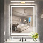 30x36 Inch LED Bathroom Mirror with Frontlit & Backlit（Independent Control）, Lighted Mirror for Bathroom Wall with 3-Color Dimmable & Anti-Fog, Vanity Mirror with Lights