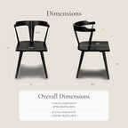 Poly & BARK Mid Century Modern Enzo Black Dining Chair – Solid Oak Wood Splat Back Chair, 18" Seat Height, 32" Tall – Stylish MCM Kitchen & Dining Room Chair - Set of 3