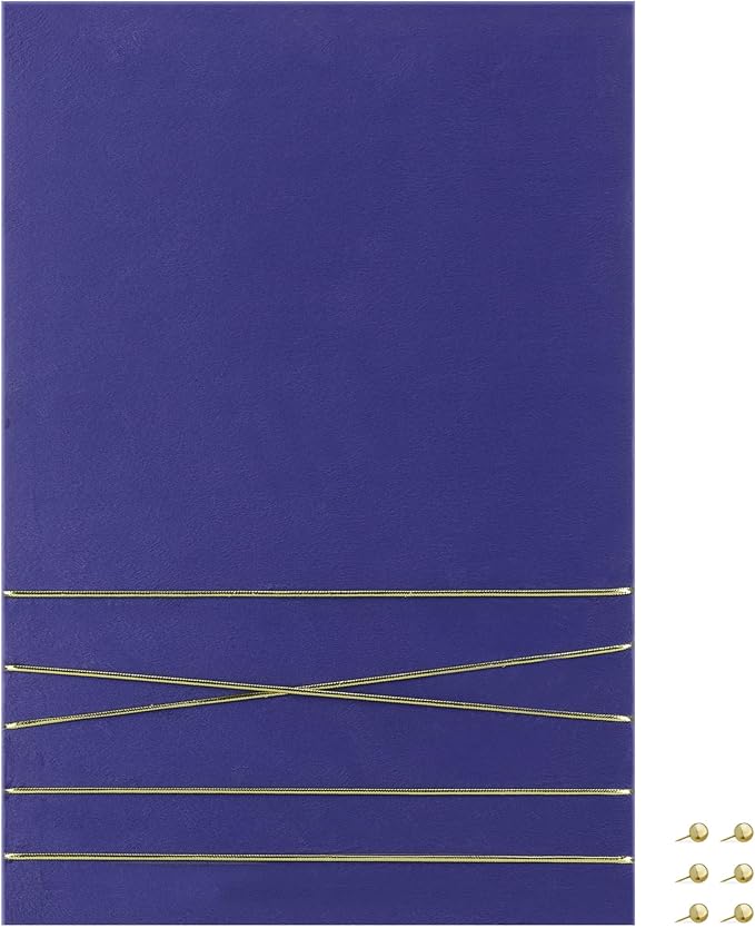 Navaris Fabric Memo Bulletin Board - 12" x 17" Velvet Memory Board for Wall to Display Photo Collages, Pictures, Notes - Includes 6 Push Pins - Dark Blue