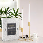 36 Pack White Taper Candles, 7-8 Hours Burn Time, Unscented, Smokeless and Dripless, 0.8 x 10 Inch Dinner Candle Set for Household, Wedding, Party and Home Décor Candlesticks