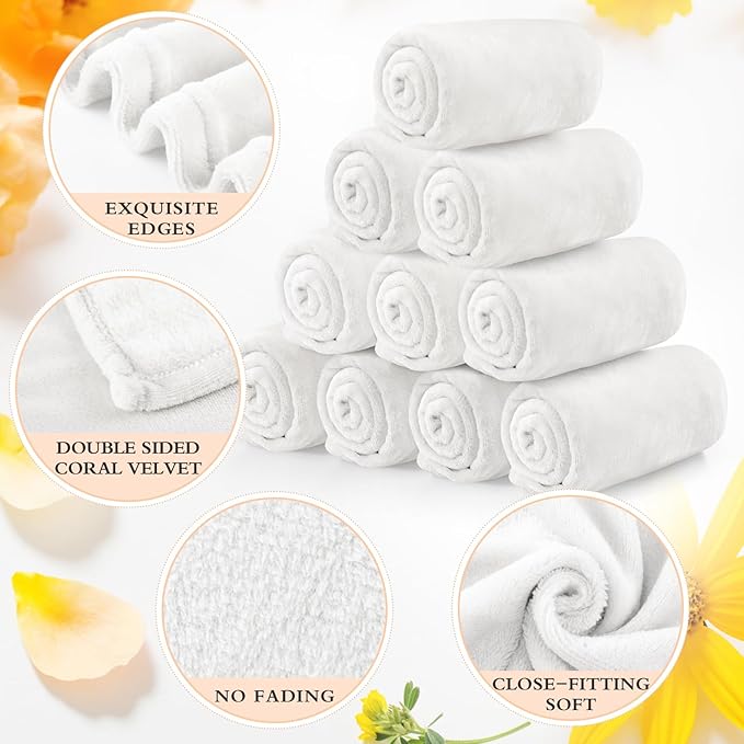 Tinideya 12 Pcs Flannel Fleece Throw Blanket Bulk 50 x 60 Inch Soft Fleece Blanket Warm Throw Blanket Coral Blankets for Couch Sofa Home Wedding Gifts Season (Cream White)