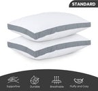 Utopia Bedding Bed Pillows for Sleeping Standard Size (Grey), Set of 2, Soft & Fluffy Pillow with Down Alternative Filling, Cooling, Hotel Quality, Gusseted Pillow for Back, Stomach or Side Sleepers