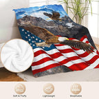 Eagle American Flag Throw Blanket for Boys, Men, Adults, Lovers, Girls, Kids, Women - Soft Warm Plush Fleece Flannel Decor for Couch, Sofa, Bed 50"x60"