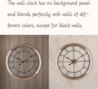 Wall Clock for Living Room Decor, 18'' Big Clock for Office, Rustic Wall Clocks Battery Operated, Distressed White Roman Numeral Clock, Round, Wood