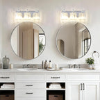 3-Light Modern Bathroom Light Fixture Chrome Vanity Lights Over Mirror Wall Sconce Lighting with K9 Crystal Shades Bathroom Wall Lamp E26 Base for Bedroom, Living Room, Hallway, Cabinet
