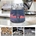 Hawaii Sunset Beach View Ashtray with Lid, Outdoor Ashtrays for Patio, Stainless Steel Ashtray Odorless Smokeless for Home Office Balcony
