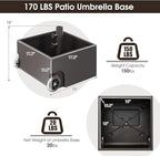 Giantex 170lbs Filled Umbrella Base with Wheels, Heavy Duty Umbrella Stand with Fillable Planter, Drainage Holes, Outdoor Market Umbrella Holder for Patio Garden Deck Pool (Dark Brown)